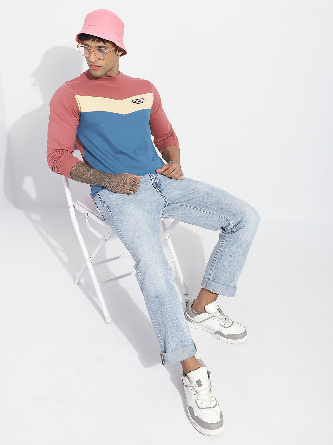 Mens Full Sleeve Round Neck Embroidered Regular Fit Tshirts