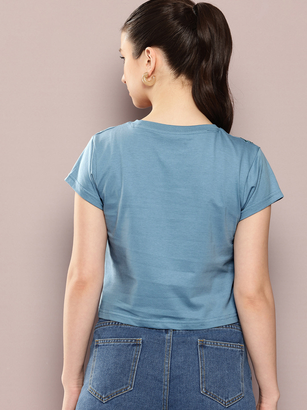 Womens Half Sleeve Round Neck Embroidery Regular Fit Tshirts