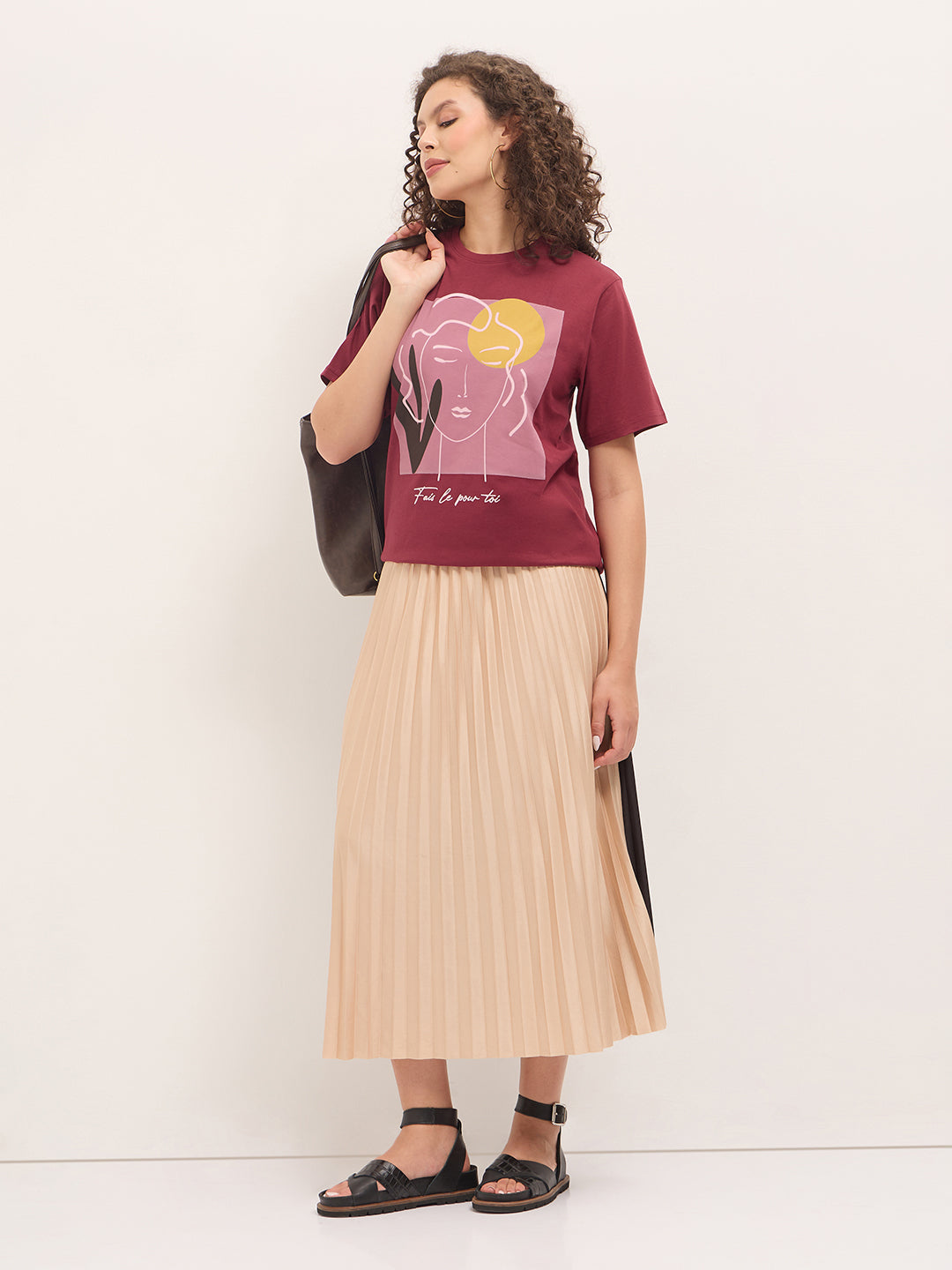 Womens Half Sleeve Round Neck Printed Oversized Fit Tshirts