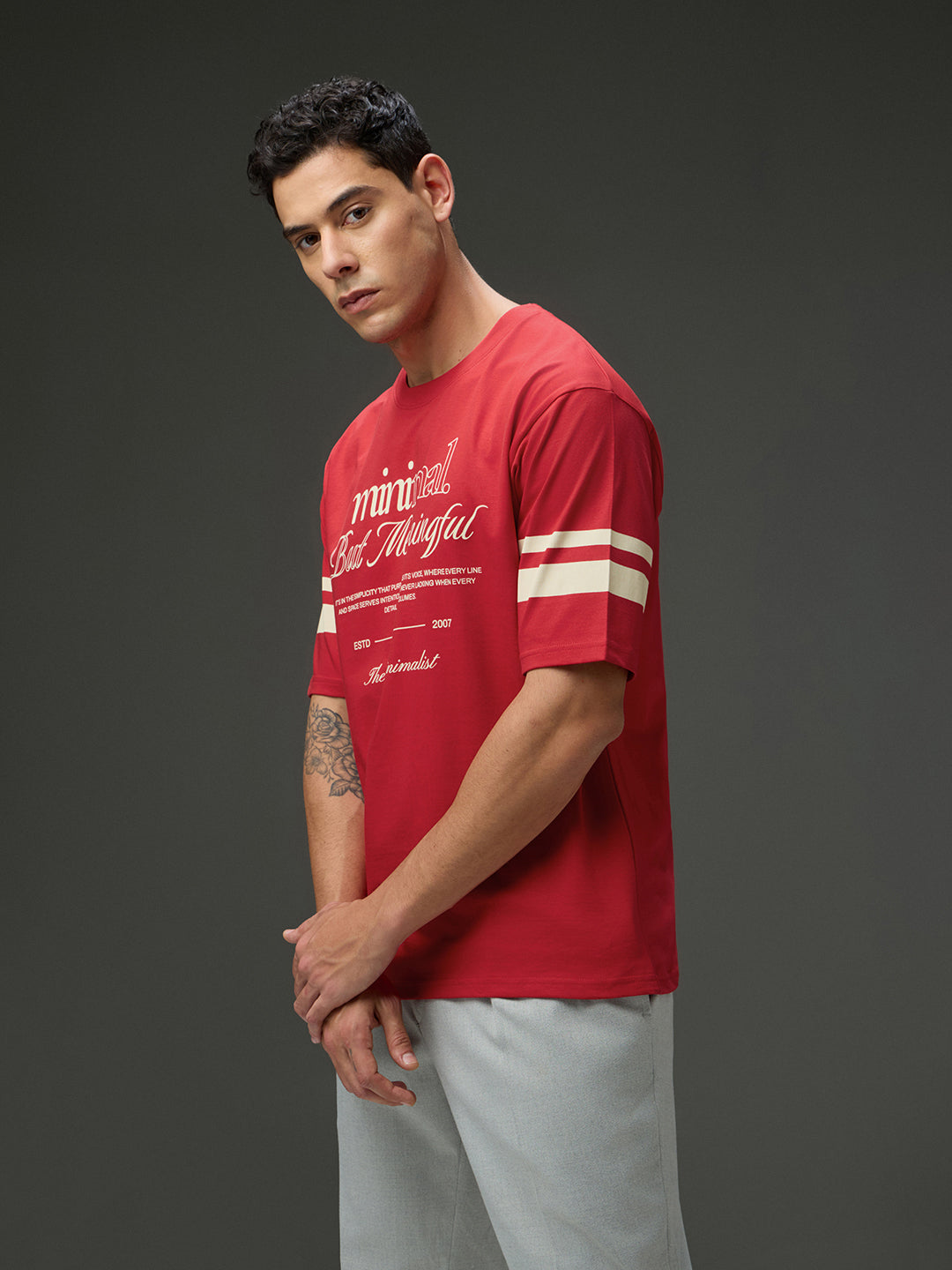Mens Round Neck Half Sleeve Printed Oversized Fit Tshirt