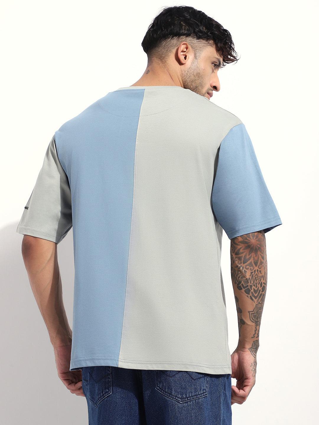 Mens Half Sleeve Round Neck Embellished Oversized Fit Tshirts