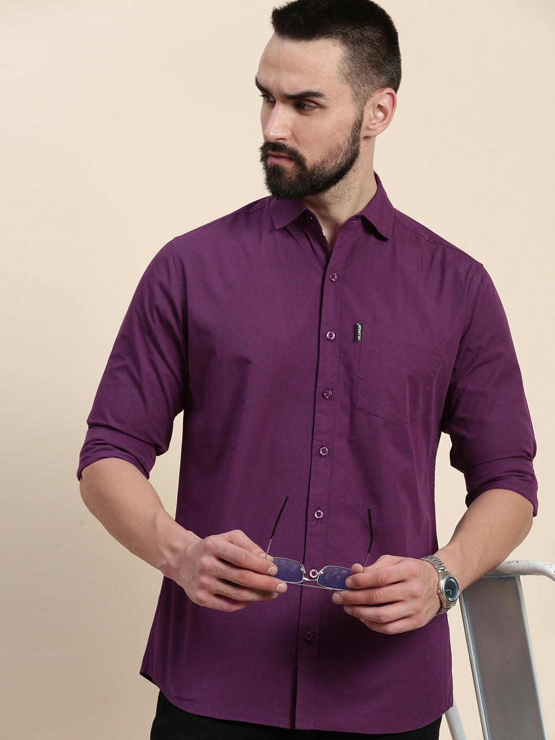 Mens Plain Full Sleeve Shirt With Pocket