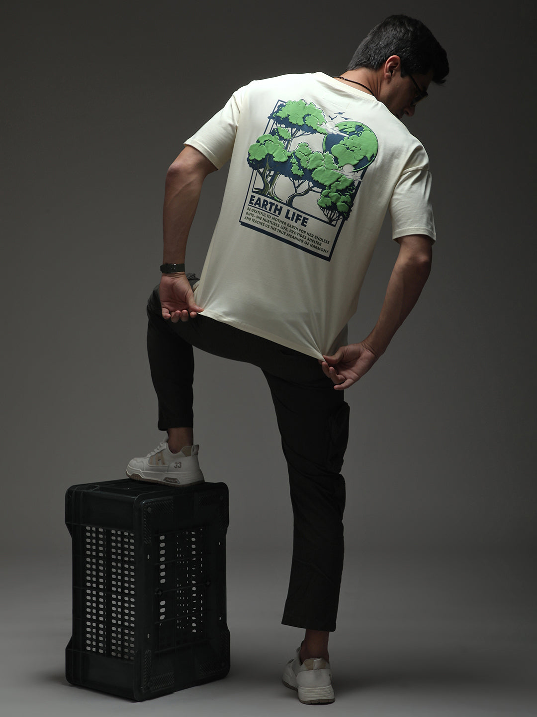 Mens Half Sleeve Drop Shoulder Printed Oversized Fit T-Shirts