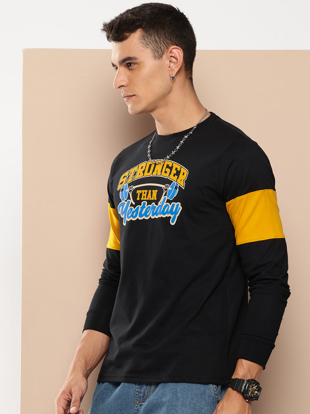 Mens Full Sleeve Round Neck Printed Regular Fit Tshirts