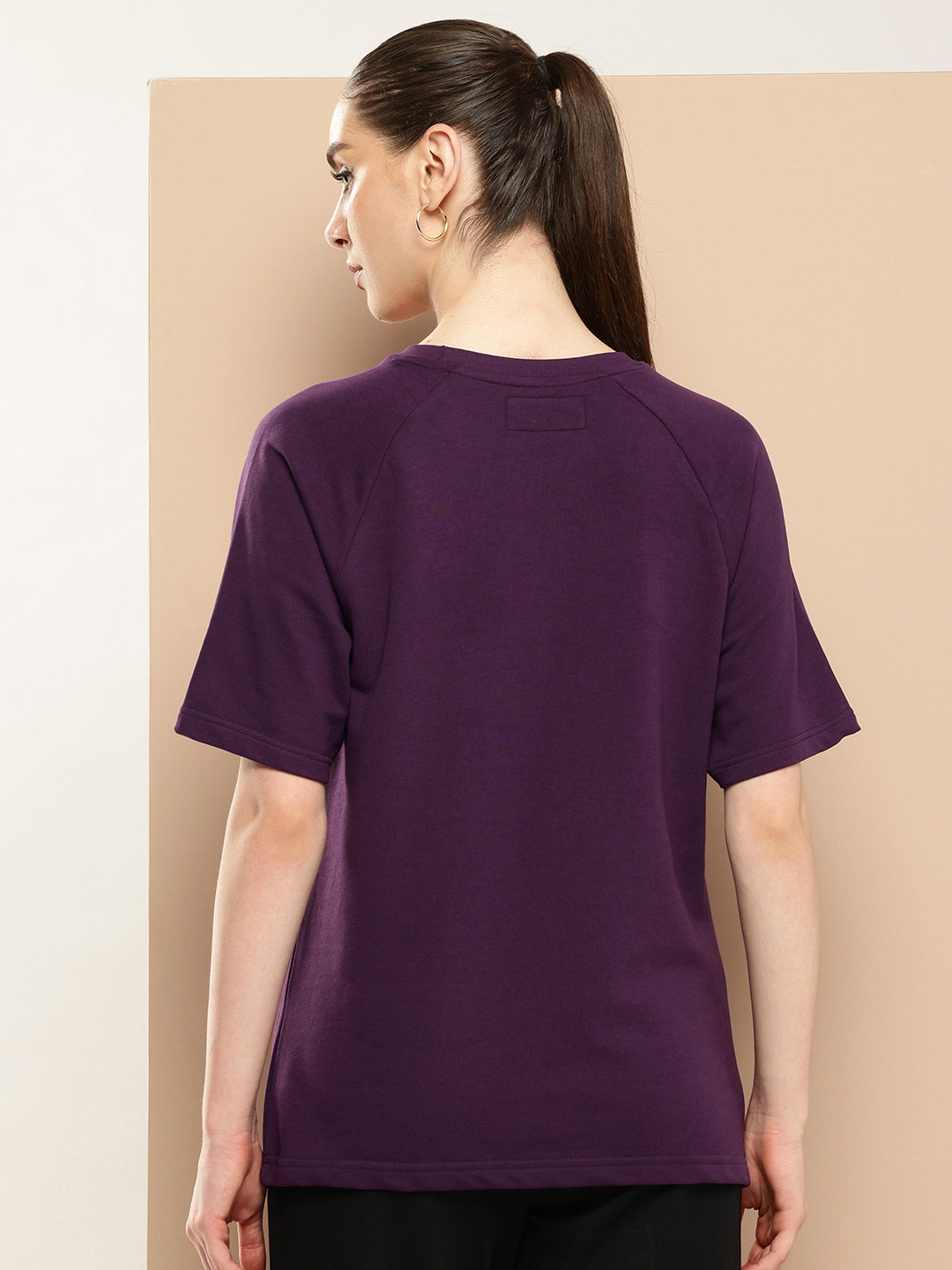 Womens Half Sleeve Round Neck Solid Oversized Fit Tshirts