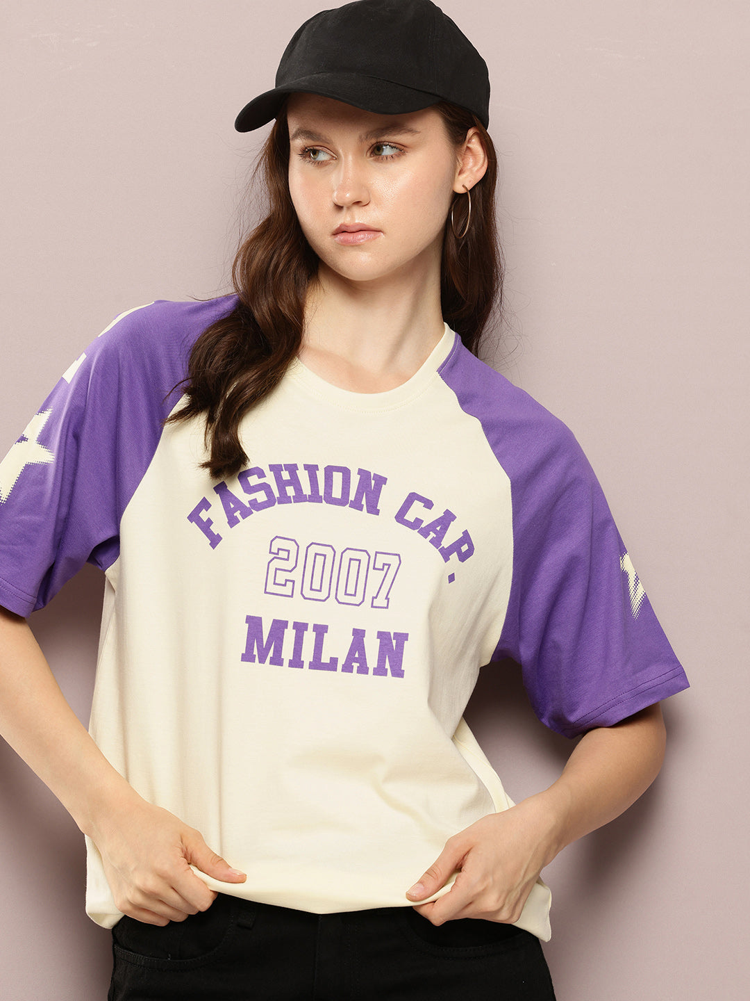 Womens Half Sleeve Round Neck Printed Oversized Fit Tshirts