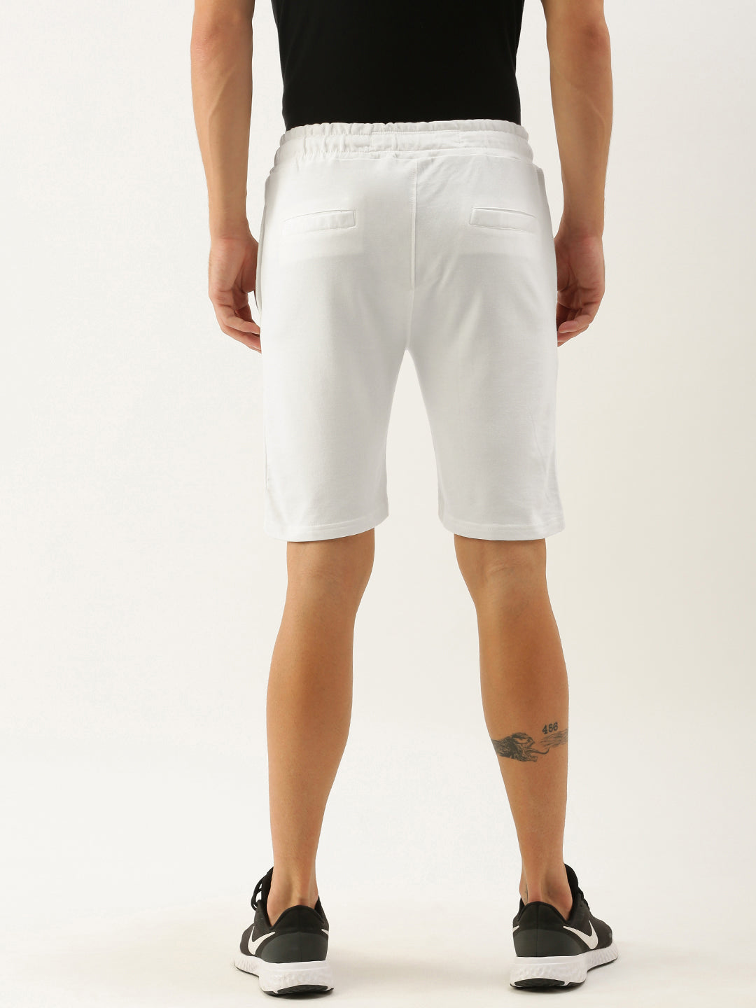 Men White Brand Logo Printed Mid-Rise Regular Shorts