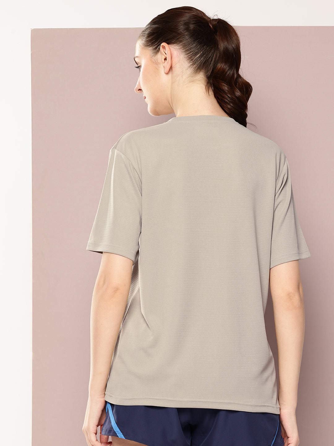 Womens Short Sleeve Round Neck Oversized Polyster Tshirt