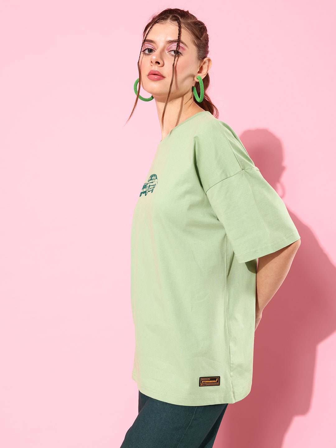 Womens Half Sleeve Drop Shoulder Printed Oversized Fit T-Shirts