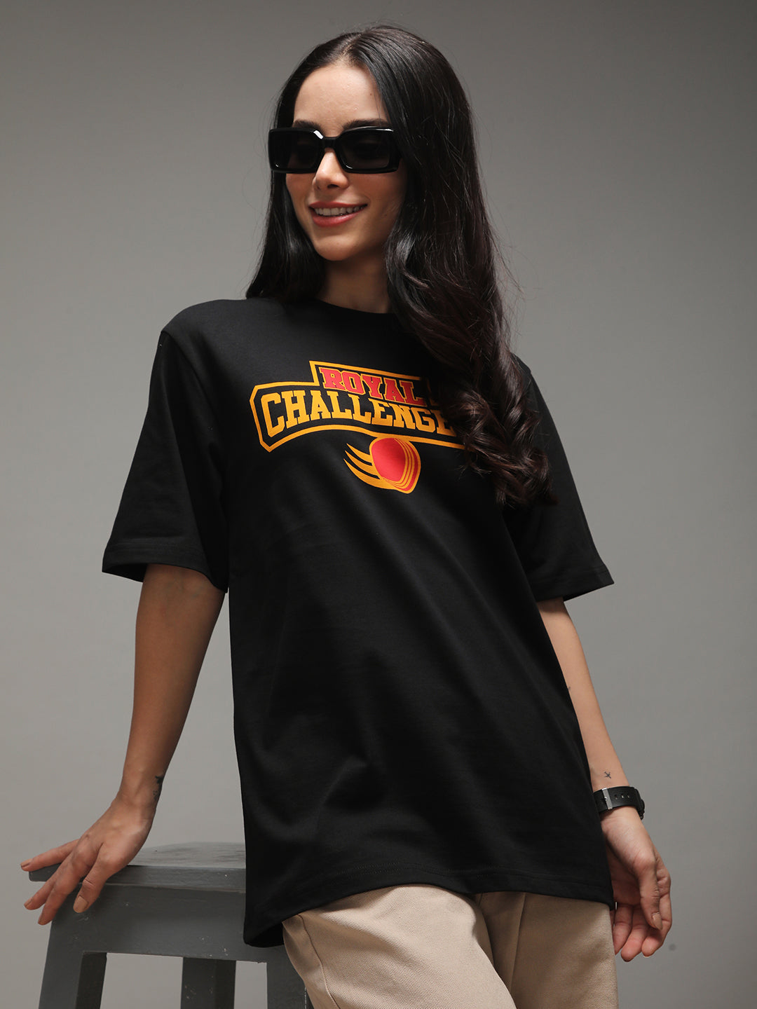 Womens Half Sleeve Round Neck Printed Oversized Fit Tshirts