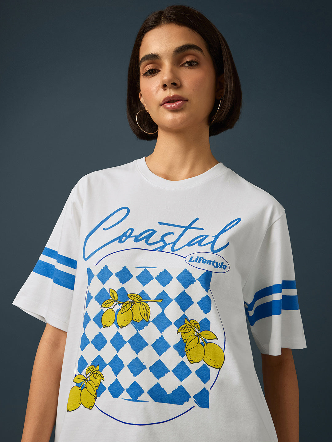 Womens Short Sleeve Printed Oversized Fit Tshirt 