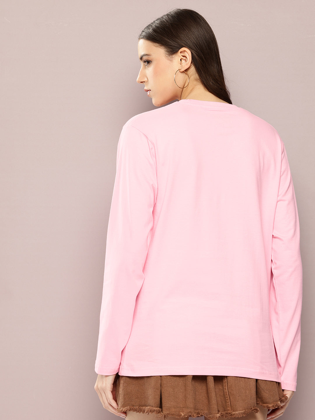 Womens Full Sleeve Round Neck Printed Oversized Fit Tshirts