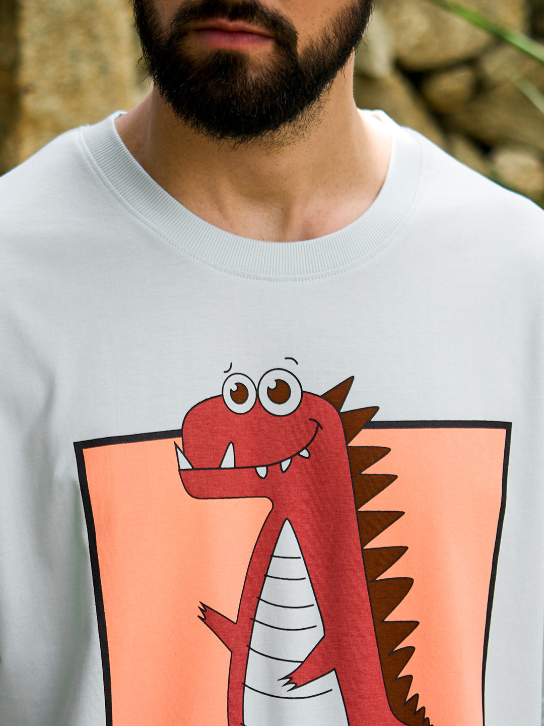 Mens Half Sleeve Drop Shoulder Printed Oversized Fit T-Shirts