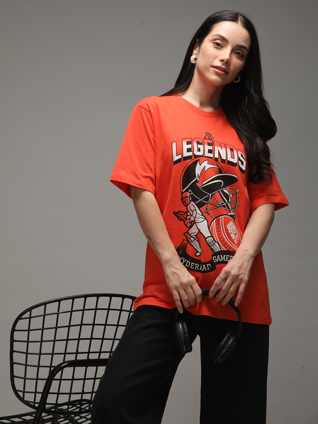 Womens Half Sleeve Round Neck Printed Oversized Fit Tshirts