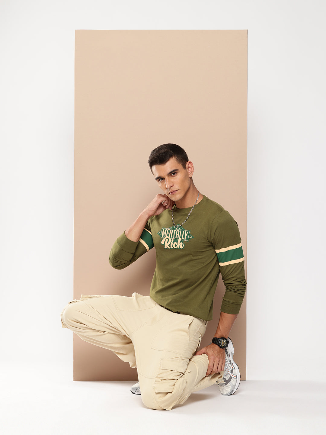 Mens Full Sleeve Round Neck Printed Regular Fit Tshirts