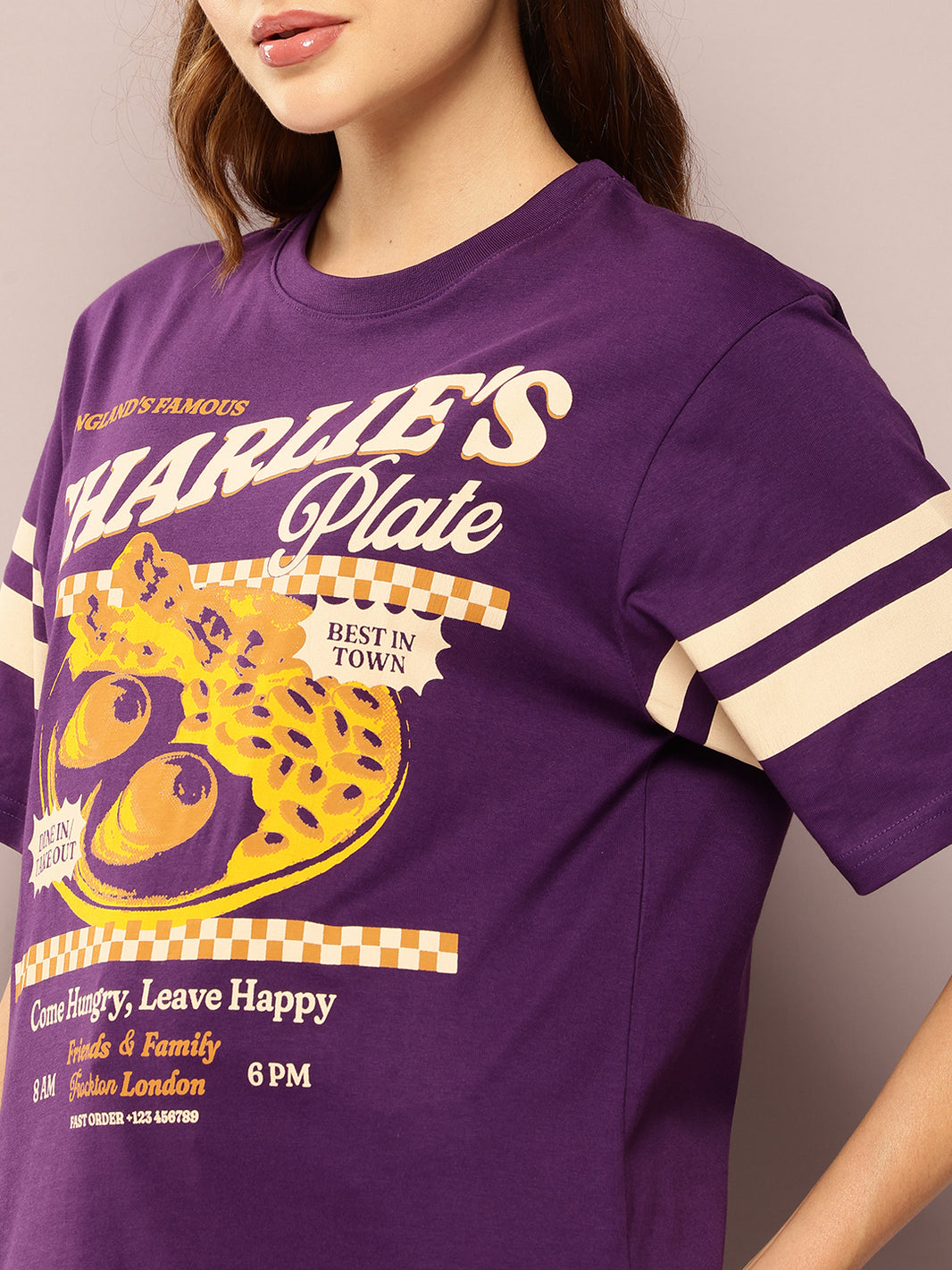 Womens Short Sleeve Printed Oversized Fit Tshirt