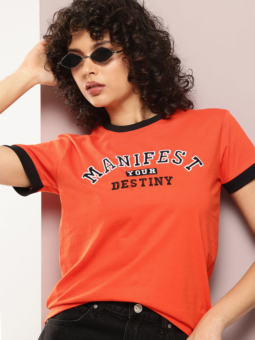 Womens Half Sleeve Round Neck Embroidery Regular Fit Tshirts