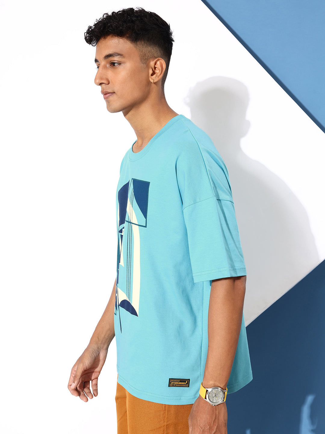 Mens Half Sleeve Drop Shoulder Printed Oversized Fit T-Shirts