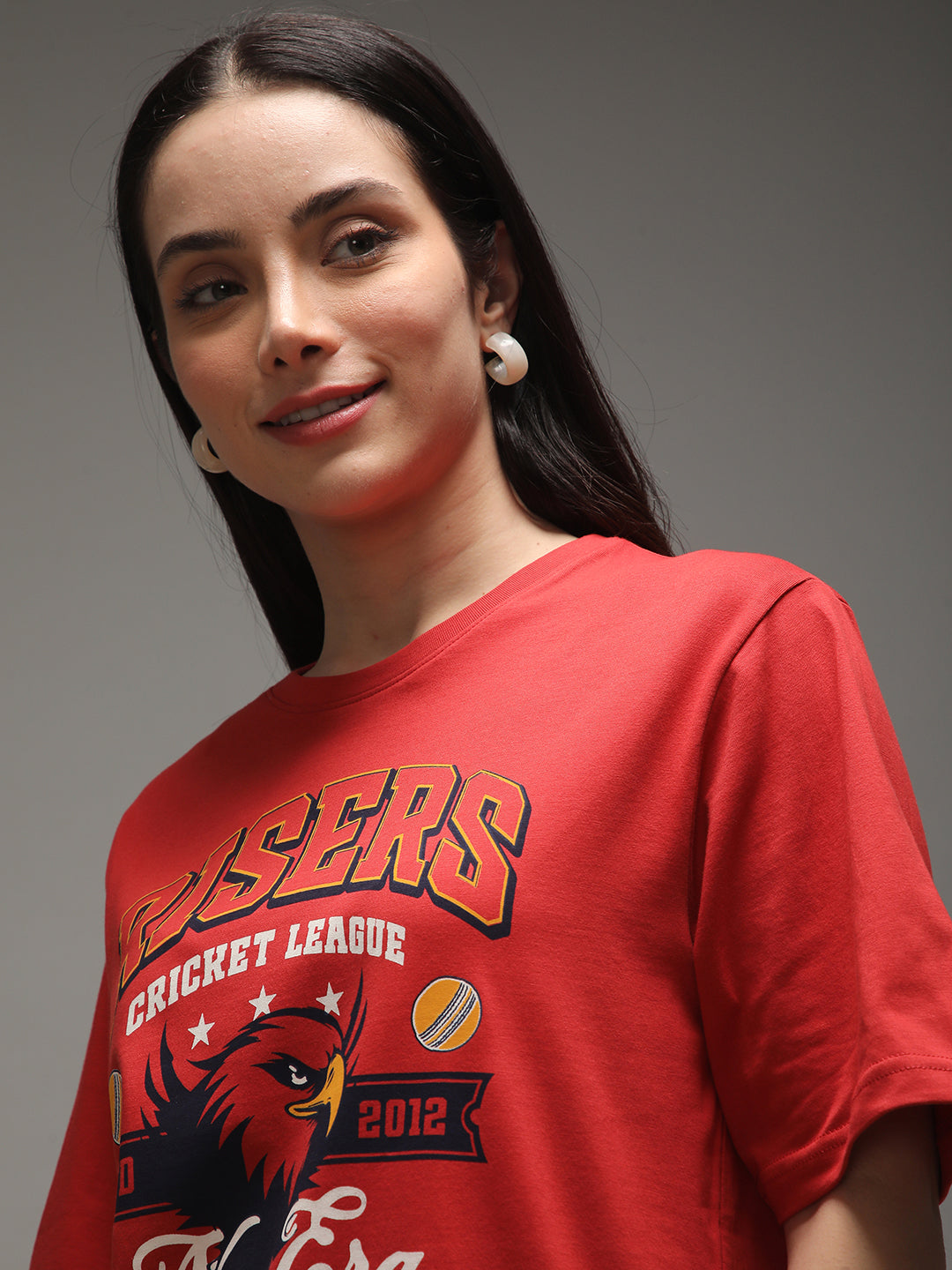 Womens Half Sleeve Round Neck Printed Oversized Fit Tshirts