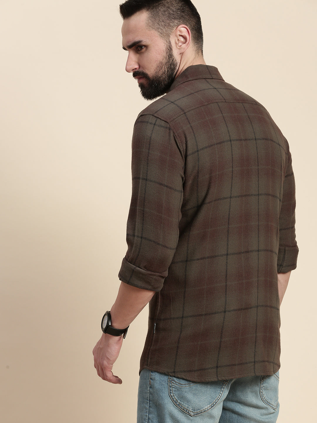 Men Checked Full Sleeve Shirt With Pocket
