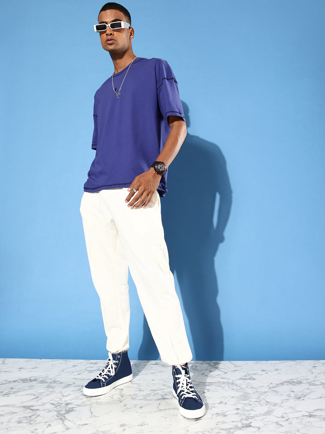 Mens Half Sleeve Drop Shoulder Plain Oversized Fit T-Shirts