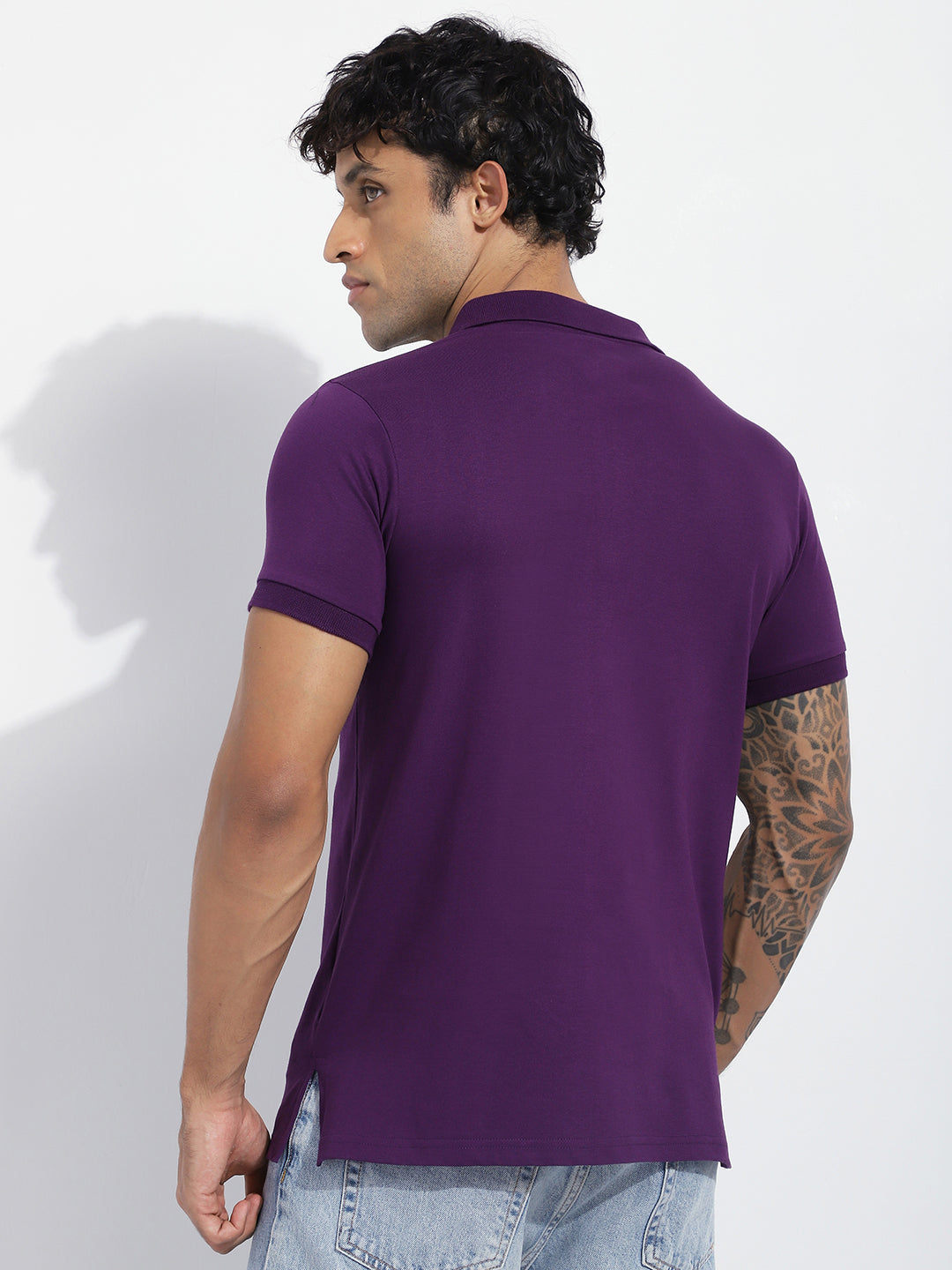 Mens Half Sleeve Polo Neck Solid Regular Fit Tshirts