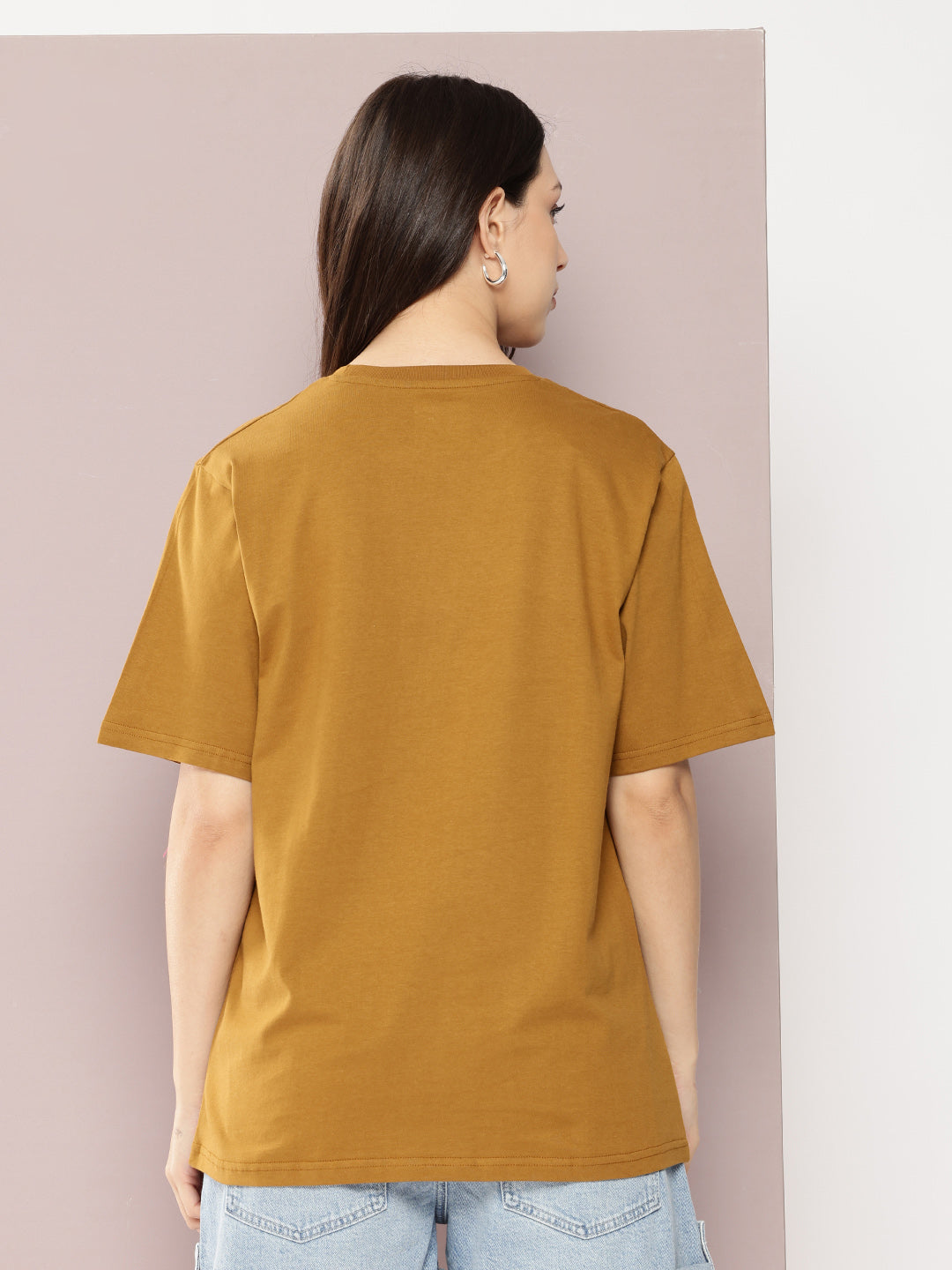 Womens Half Sleeve Round Neck Solid Oversized Fit Tshirts
