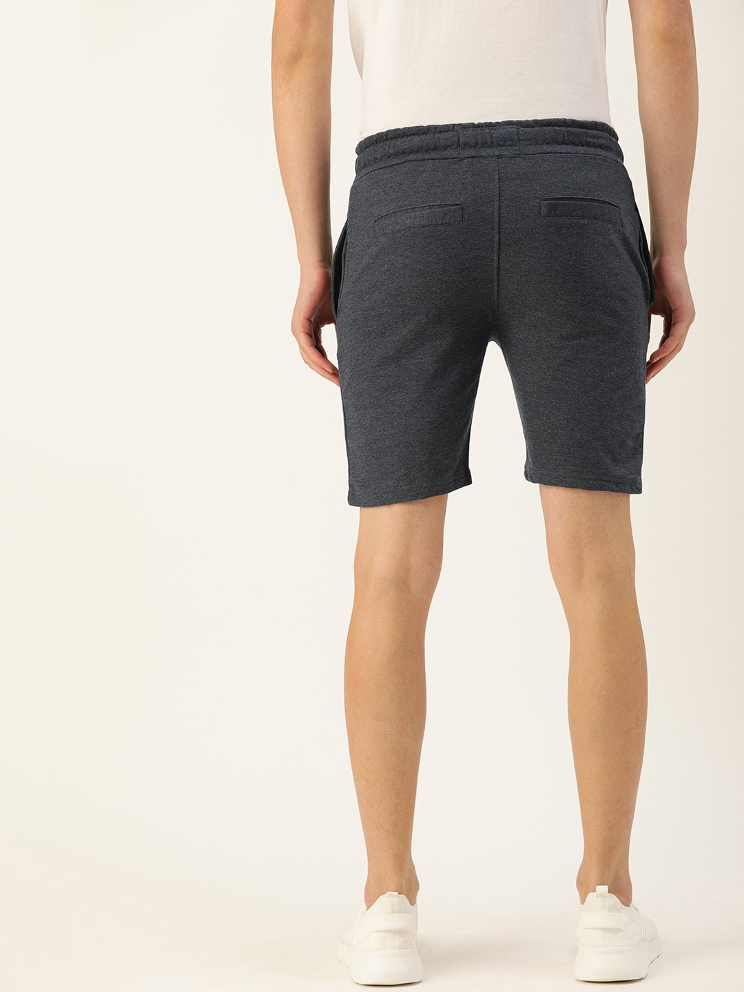 Men Blue Solid Mid-Rise Regular Shorts