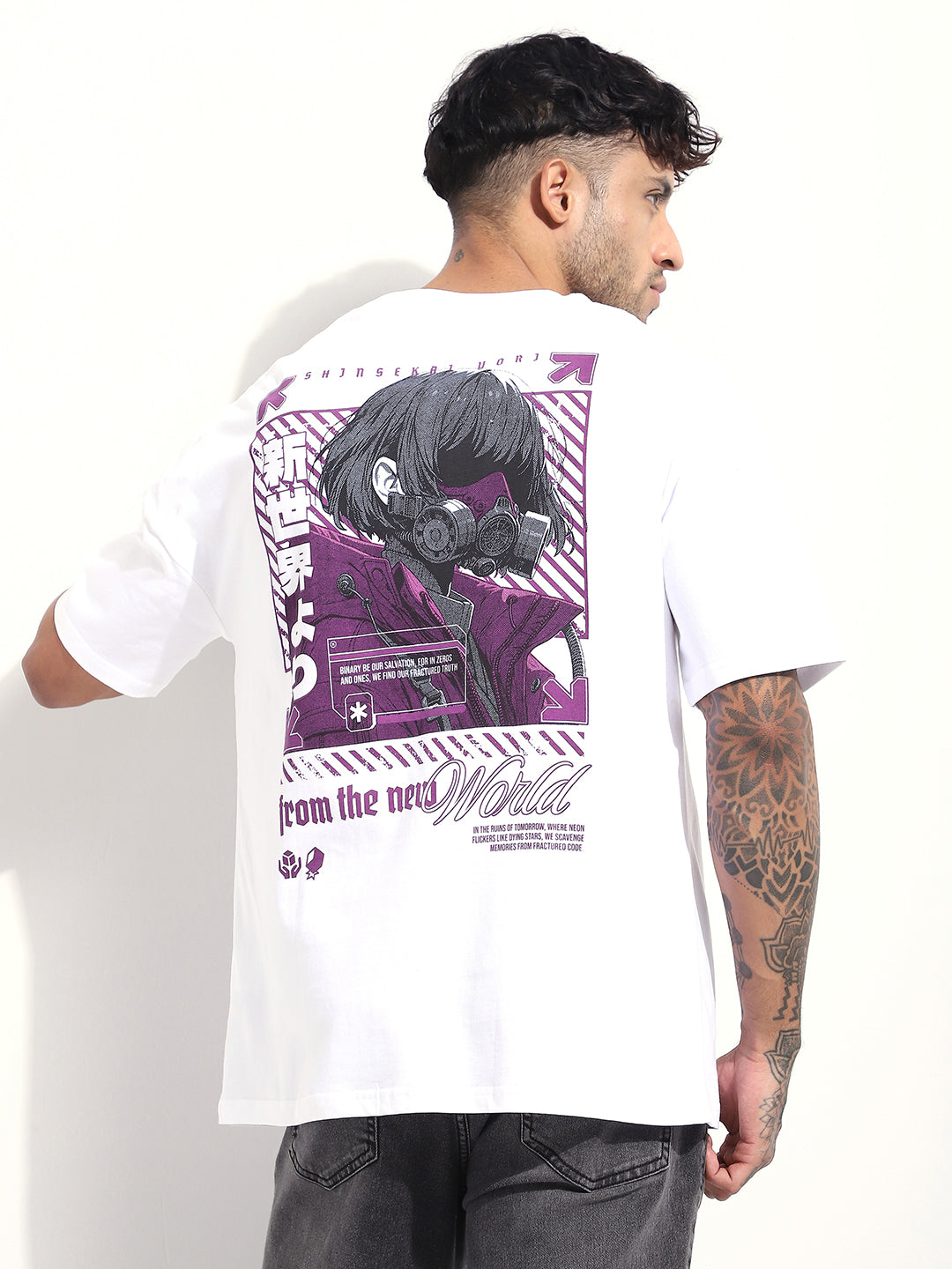 Mens Half Sleeve Drop Shoulder Printed Oversized Fit T-Shirts