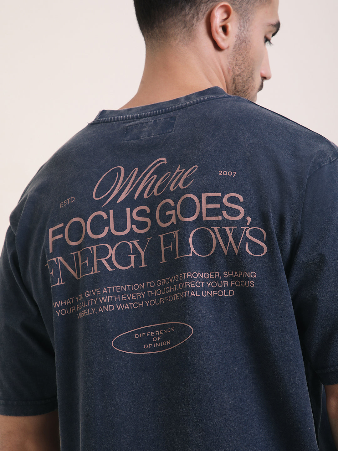 Mens Half Sleeve Round Neck Back Printed Oversized Fit Tshirts