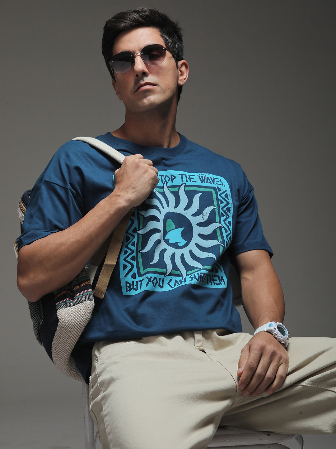 Mens Half Sleeve Drop Shoulder Printed Oversized Fit T-Shirts