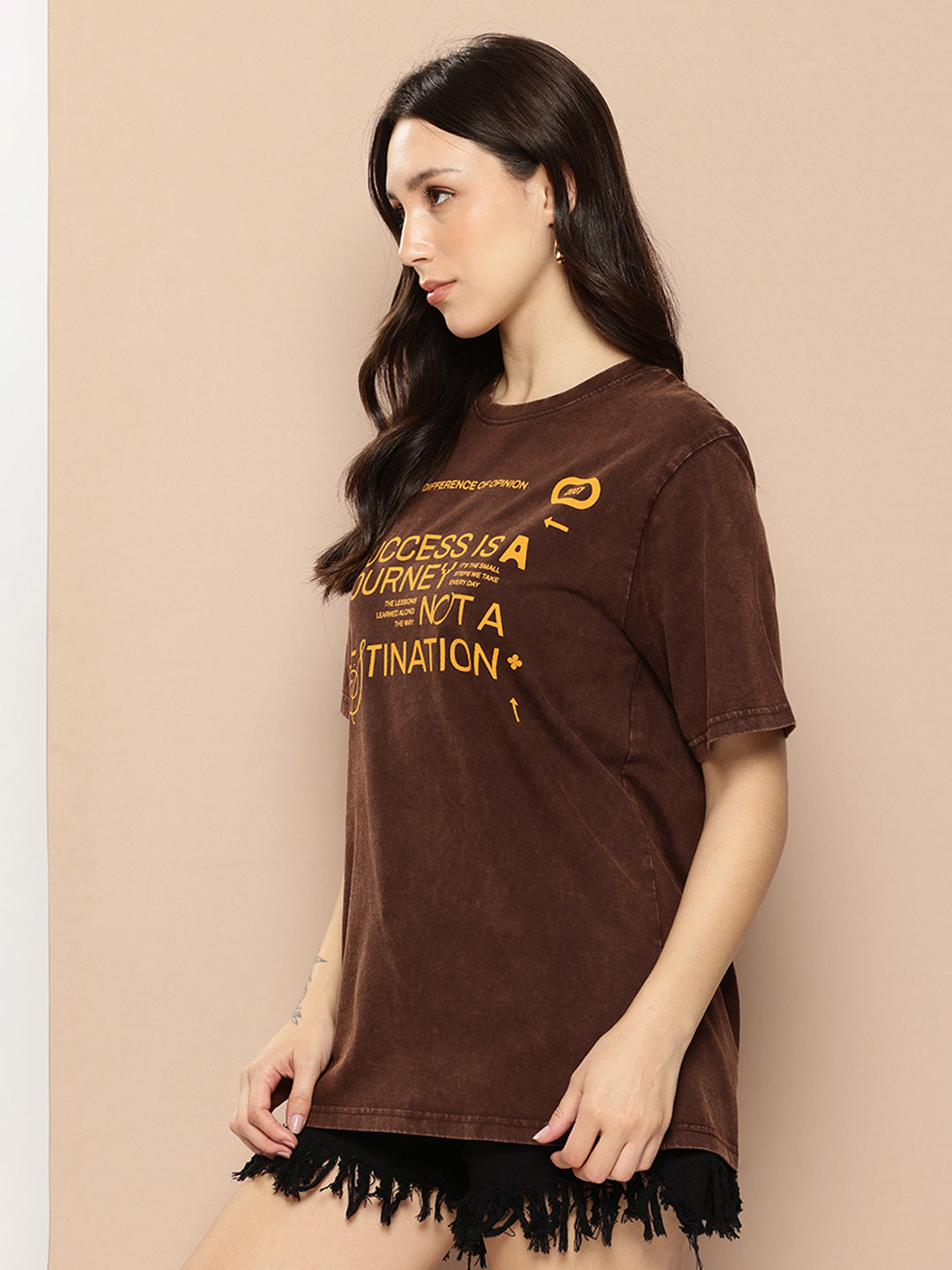 Womens Half Sleeve Round Neck Printed Oversized Fit Tshirts