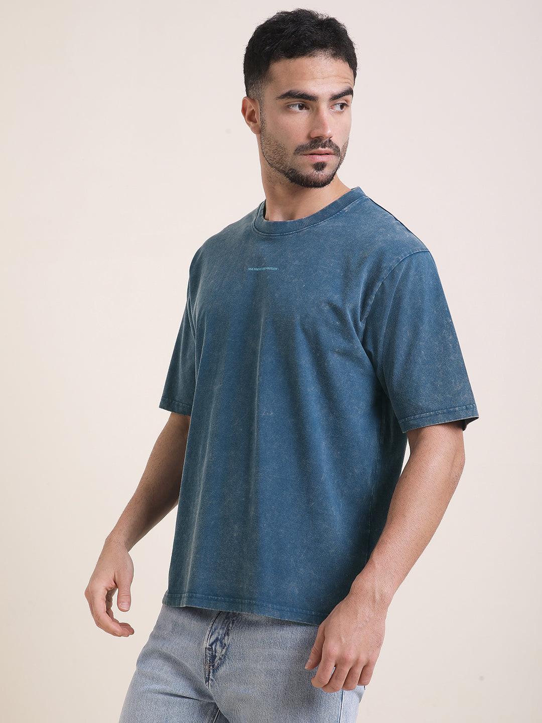 Mens Half Sleeve Round Neck Back Printed Oversized Fit Tshirts