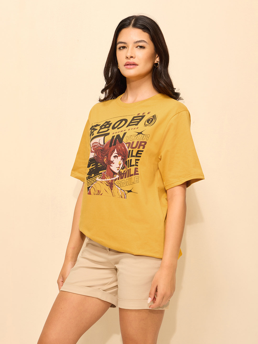 Womens Printed Oversized Cotton T-Shirt