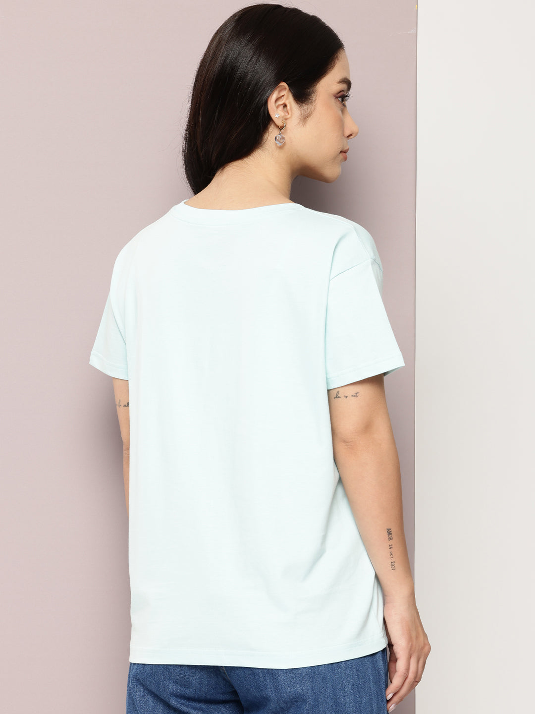 Womens Half Sleeve Round Neck Printed Boxy Fit Tshirts