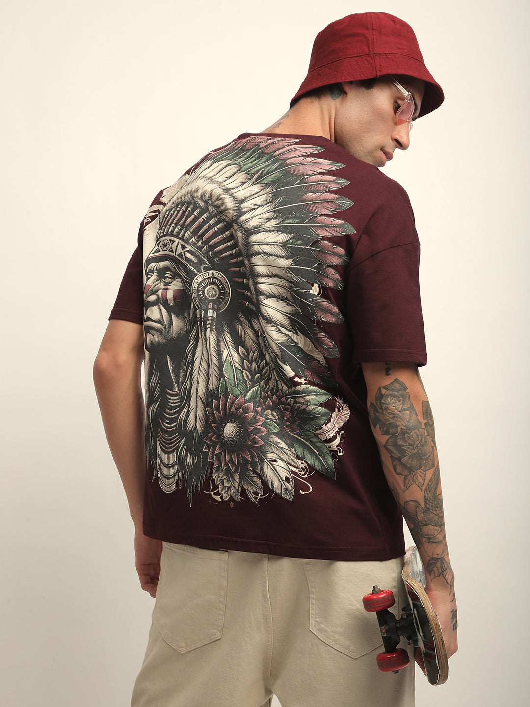 Mens Half Sleeve Drop Shoulder Printed Oversized Fit T-Shirts