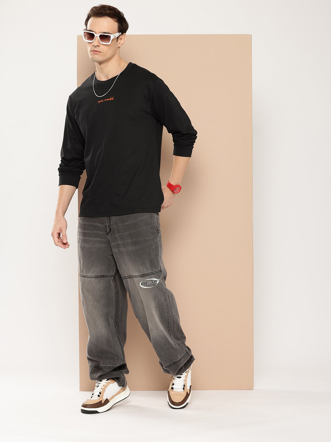 Mens Full Sleeve Round Neck Back Printed Oversized Fit Tshirts