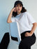 Womens Stud Detailed Oversized Round Neck Tshirt 