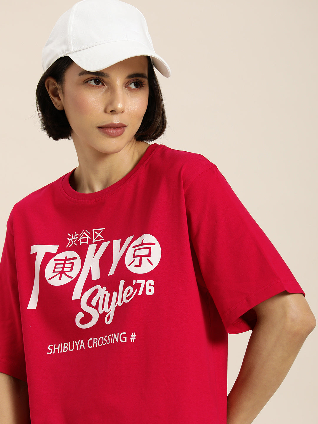 Womens Half Sleeve Round Neck Oversized Fit T-Shirts