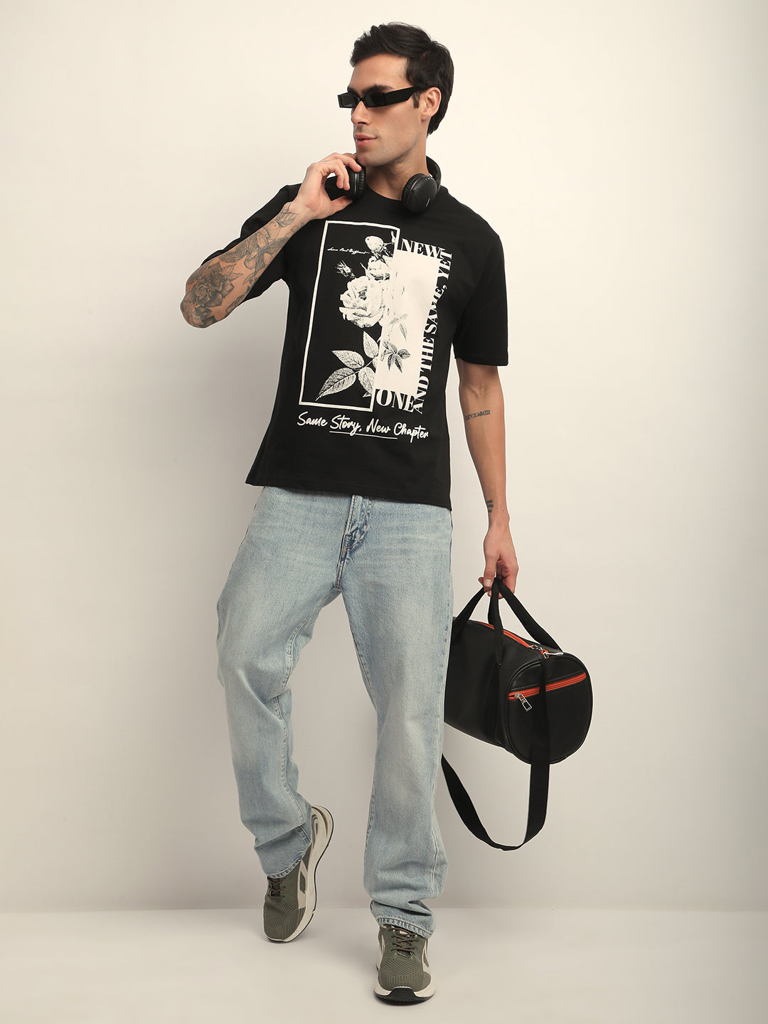 Mens Half Sleeve Round Neck Printed Oversized Fit Tshirts