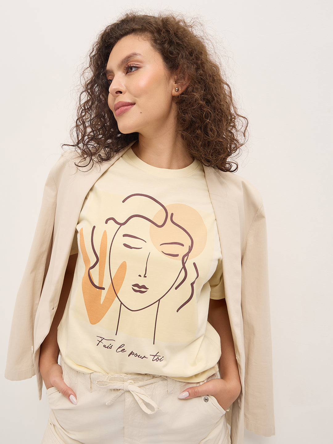 Womens Half Sleeve Round Neck Printed Oversized Fit Tshirts