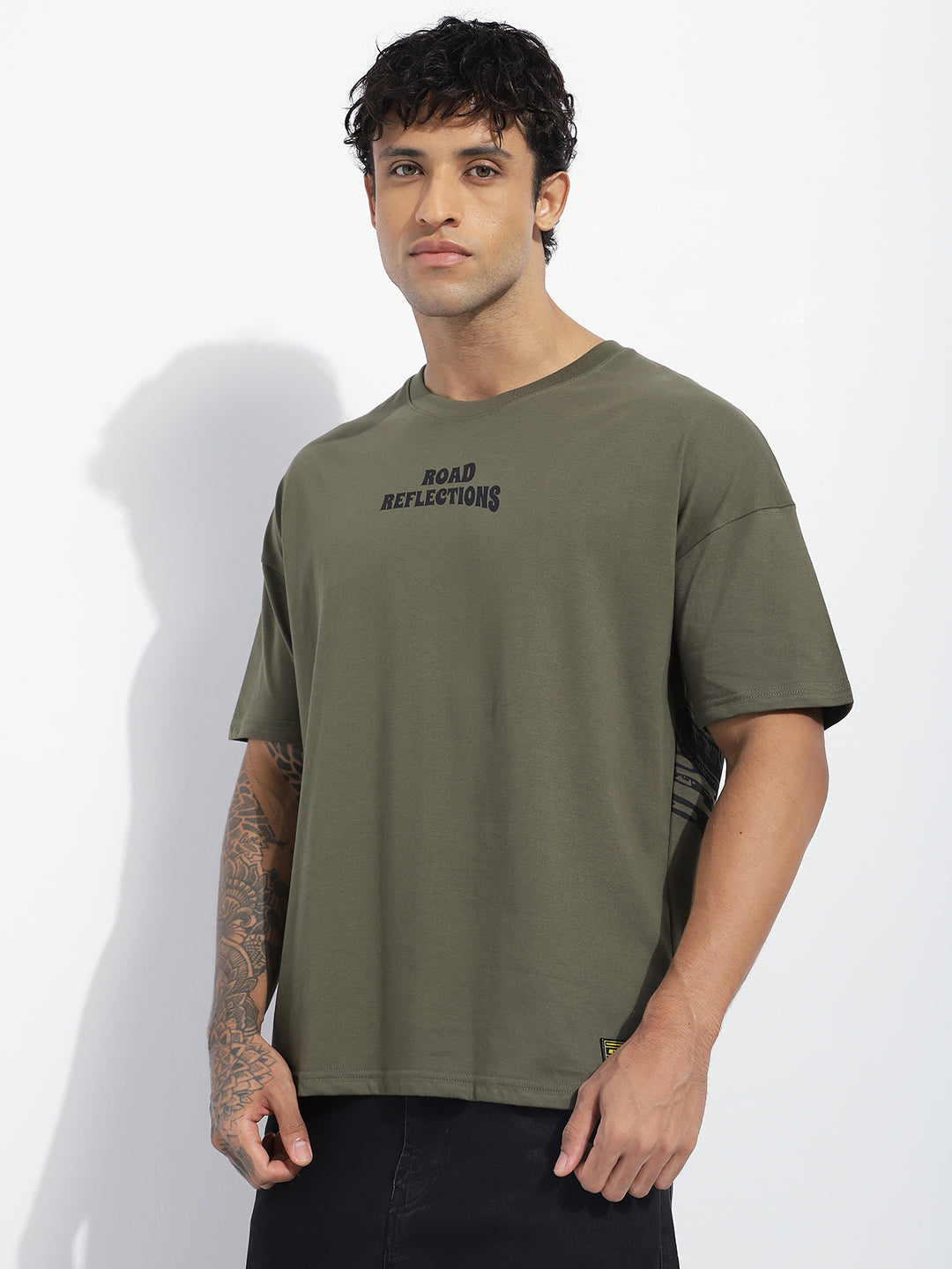 Mens Half Sleeve Drop Shoulder Printed Oversized Fit T-Shirts