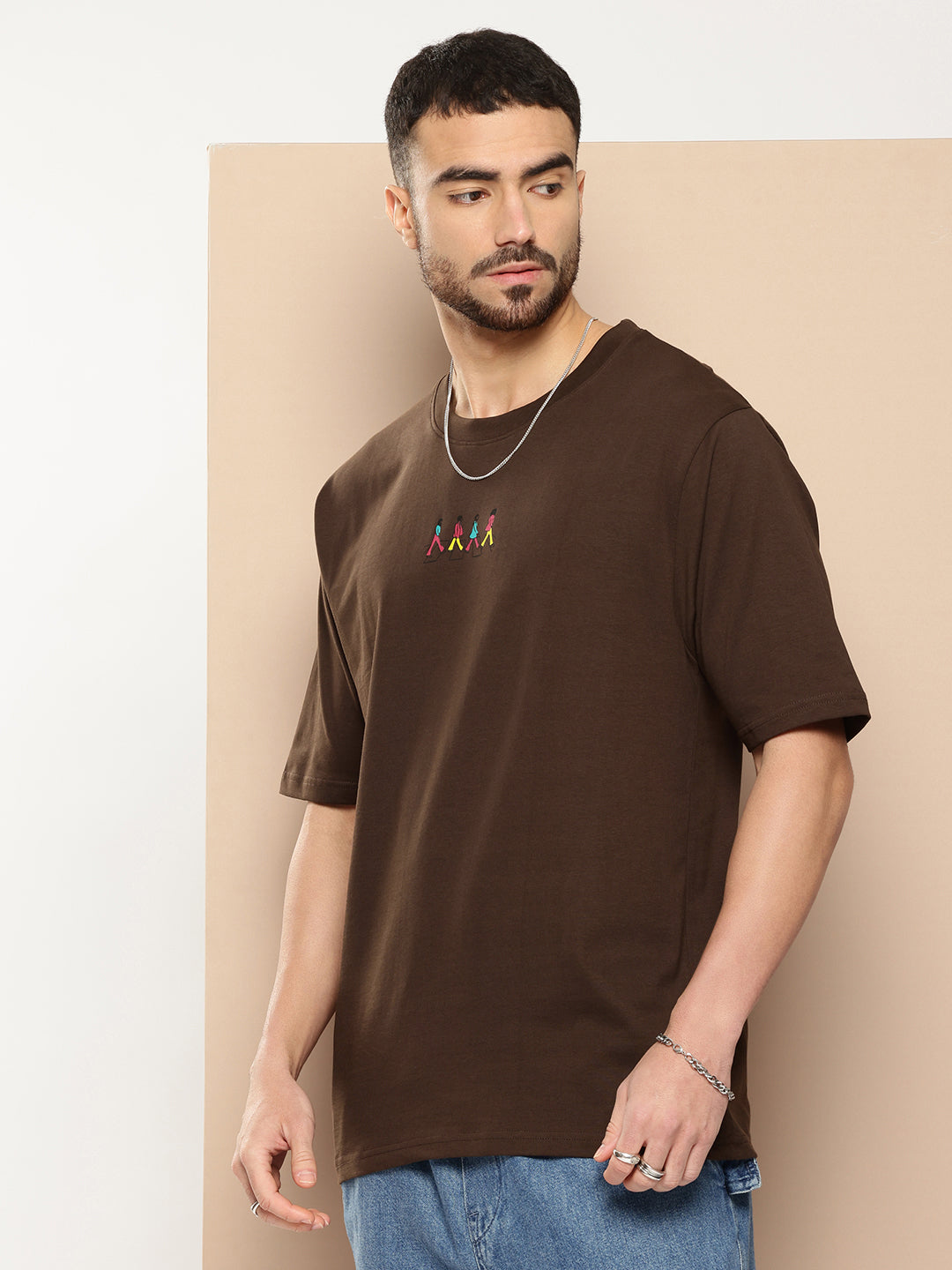 Mens Half Sleeve Round Neck All-Over Printed Oversized Fit Tshirts