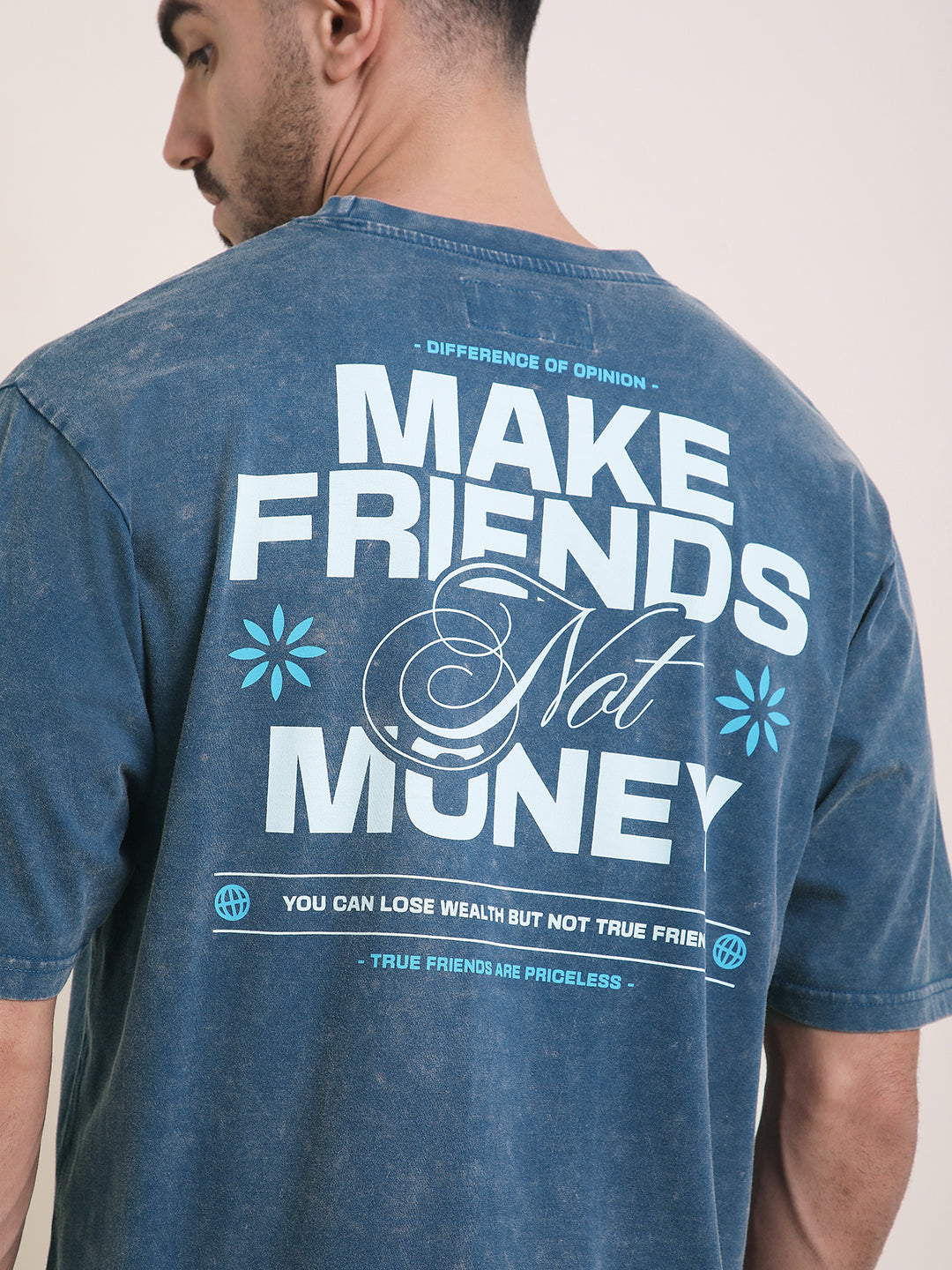 Mens Half Sleeve Round Neck Back Printed Oversized Fit Tshirts