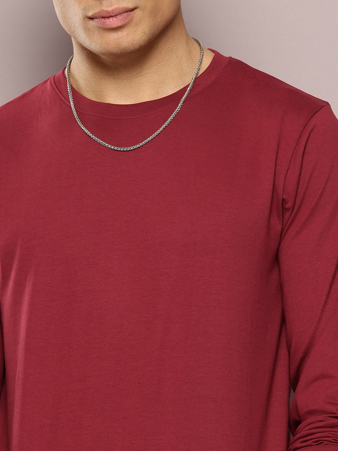 Mens Full Sleeve Round Neck Solid Regular Fit Tshirts