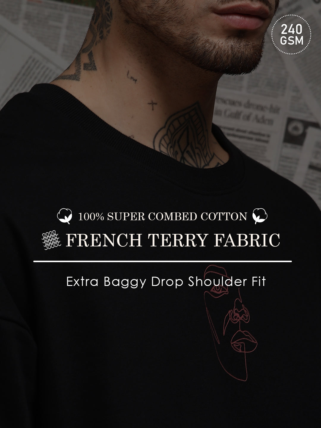 Mens Half Sleeve Drop Shoulder Printed Oversized Fit T-Shirts