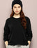 Womens Full Sleeve Round Neck Solid Boxy Fit Tshirts