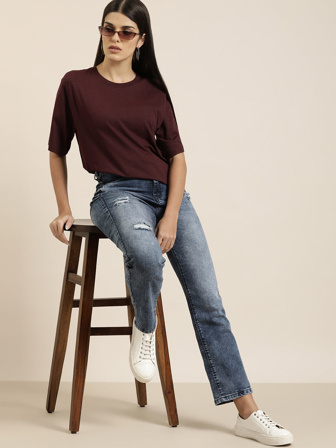Womens Half Sleeve Round Neck Oversized Fit T-Shirts