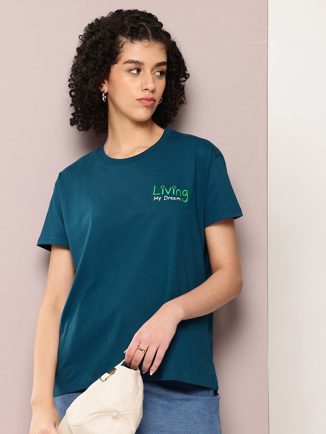 Womens Half Sleeve Round Neck Boxy Fit T-Shirts