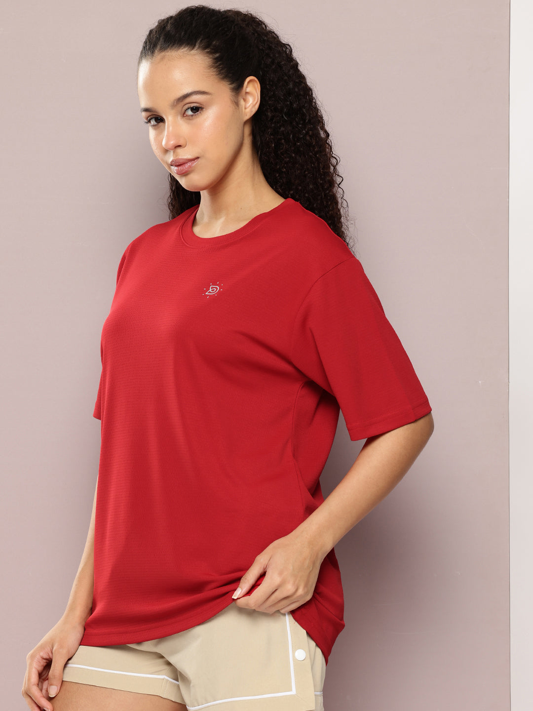 Womens Half Sleeve Round Neck Solid Oversized Fit Tshirts